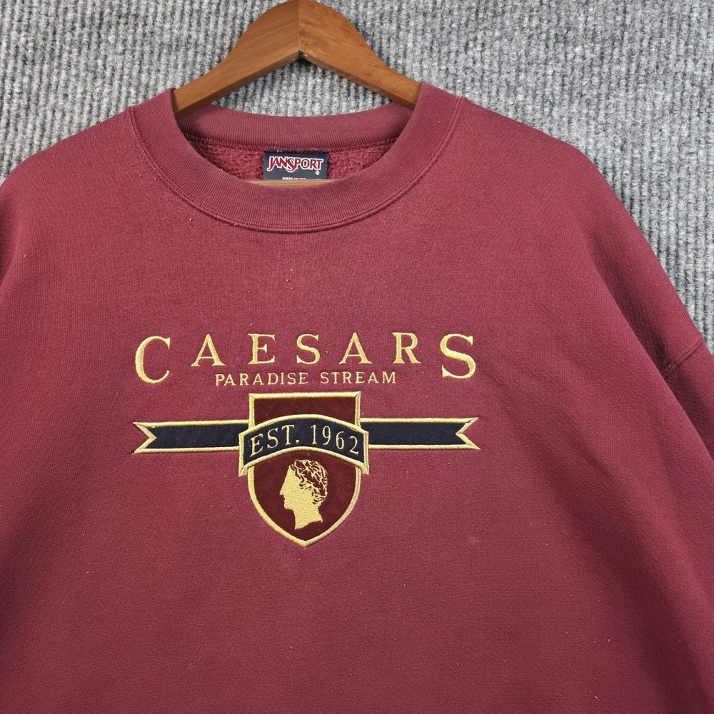 JanSport Crewneck Sweatshirt Men XL Burgundy Caesars Vintage 90s Made in USA